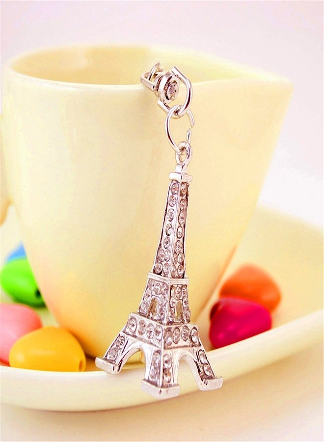 Ozekov JewelBeauty 3D Cubic French Paris Eiffel Tower Shaped Bling Bling Metal Crystal Rhinestone Keychain Souvenir Holiday Gift Car Phone Purse Bag Decoration (Silver) - Image 5